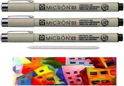Fineliner Set - Tekentpen Punts - Schetsen Tekenen - Pigment Inkt - 3 Stuks - Zwart