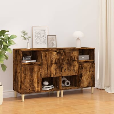 vidaXL - Dressoirs - 2 - st - 60x35x70 - cm - bewerkt - hout - gerookt - eikenkleurig