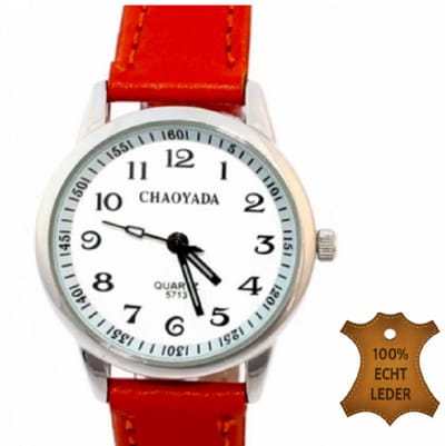 Horloge- Rood- Genuine Leatherbandje- 29 mm Chaoyada - Charme Bijoux