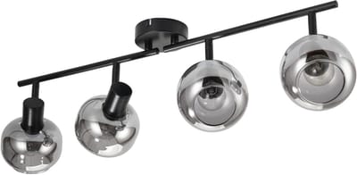 Glitzerlife - Plafondspot Plafondlamp - draaibaar en kantelbaar - opbouwspots - 4xE14 fitting - rookglas glazen plafondspots - Ø62,5cm - zwart - moderne plafondspot voor slaapkamer keuken woonkamer
