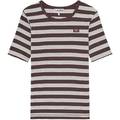 Ganni T-shirt en polo bruin