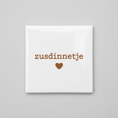 Schattige Quote Keramische Tegel “Zusdinnetje” – Warm Hartdesign, Lief Cadeau voor Zussen, Woondecoratie Tegel 15 x 15 cm