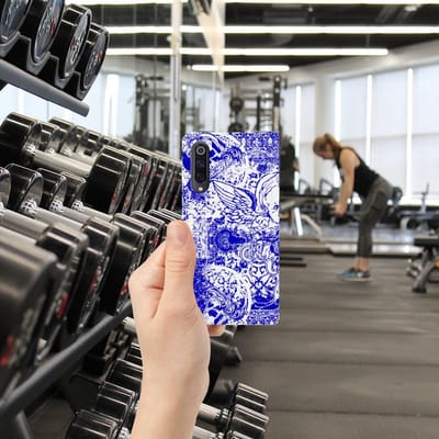 Mobiel BookCase Xiaomi Mi 9 Angel Skull Blauw