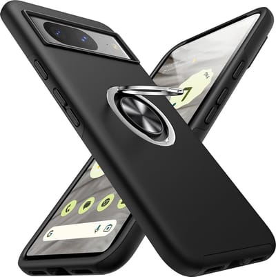 Casemania Hoesje Geschikt voor Google Pixel 8 - Zwart - Anti-Shock Creative Kickstand Case