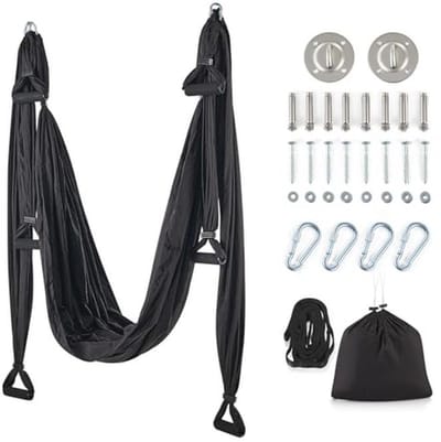 Aerial Yoga Swing Set - Yoga Hangmat met Plafond Montageset en Verlengbanden voor Thuisgebruik