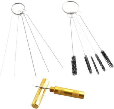 Dailygoods - 11-delige reinigingsset voor airbrush, airbrushreiniger met 5 reinigingsborstels, 5 reinigingsborstels, 1 reinigingsnaald van roestvrij staal, reparatiegereedschap voor airbrush