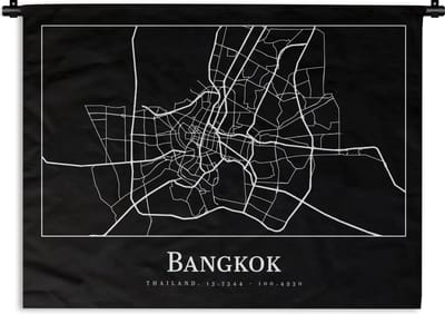 Wandkleed - Wanddoek - Bangkok - Kaart - Stadskaart - Plattegrond - 120x90 cm - Wandtapijt