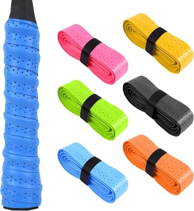 6 stuks - Racketgrepen - Racketgrepen - Superabsorberende badmintonracketgrepen - PU antislip racketgriptape - Blauw, oranje,groen, zwart, roze, geel