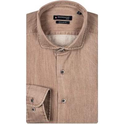 Giordano Overhemd Row Colorful Twill Donker Goud / male