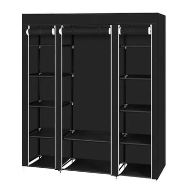Solvix Draagbare Kledingkast – Stoffen Garderobekast met Opbergplanken – Kleding Organizer voor Slaapkamer – Ritssluiting – 146x44x175 cm