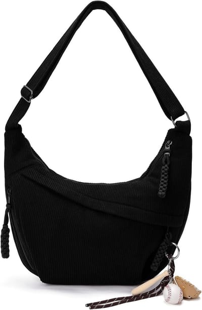 Crossbody Tas van Corduroy voor Vrouwen, Halve Maan Schoudertas met Casual Ontwerp, Ideaal voor Reizen, Werk en Dagelijks Gebruik