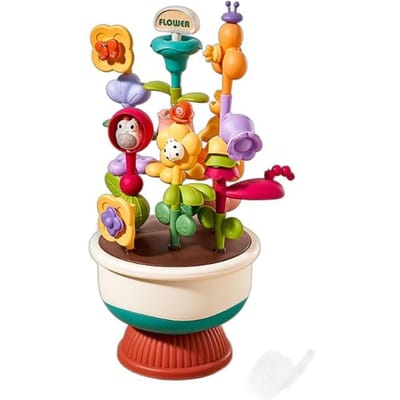 Nieuwe Bloempot Bouwstenen DIY Bouw Bloempotten met Opbergruimte Bouwstenen Speelgoed Verlichting Creatief Educatief Speelgoed voor Vroege Educatie 21*19cm brown