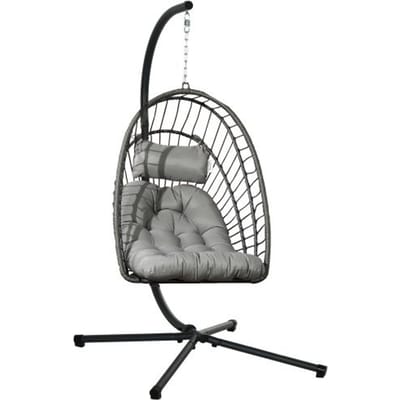 Hangstoel - MUVOE - Lichtgrijs - 194 cm - Draagvermogen 100 kg - Comfortabel en opvouwbaar grijs