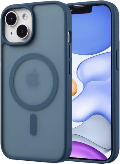 YPCd MagSafe Backcover Geschikt voor Apple iPhone 15 – Shockproof TPU - Hard PC Achterkant – Sterke MagSafe Magneet – Camera Bescherming – Donkerblauw