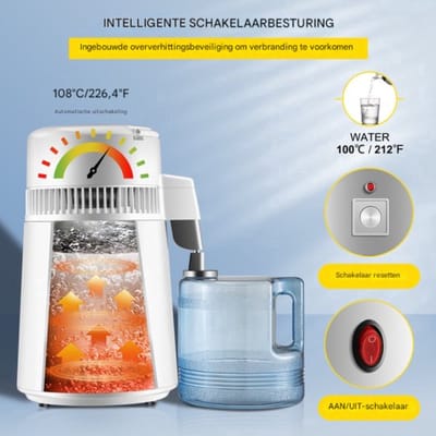 Destilleerapparaat 4L- Distiller - Destilleer Ketel, Destilleren en Waterontharder - Voor Dagelijks Gebruik, Thuis en Professioneel Gebruik