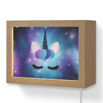 Wandlamp 20x15 cm - Oplaadbaar - Eenhoorn - Sterren - Blauw - Wandlampen binnen woonkamer - Slaapkamer lamp met kabel - Decoratieve nachtlamp - Vloerlamp snoer