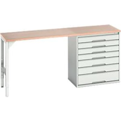 Onderzetter Bott verso, multiplexplaat, 7 laden, B 2000 x D 600 x H 930 mm, lichtgrijs