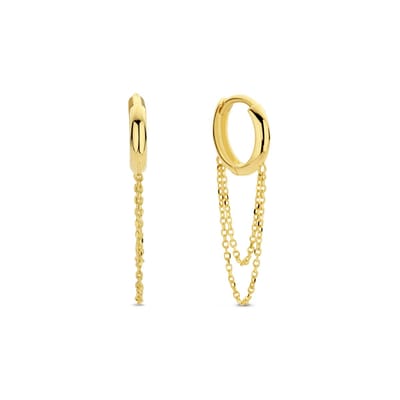 New Bling 9NBG-0752 Gouden oorbellen met Kettinkjes - Oorringen - Ketting - 10x2mm - 25mm Lengte - 14 Karaat - Goud