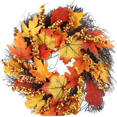 Esdoornblad Krans Deurhanger Thanksgiving Krans Halloween Wijnrank Ornament