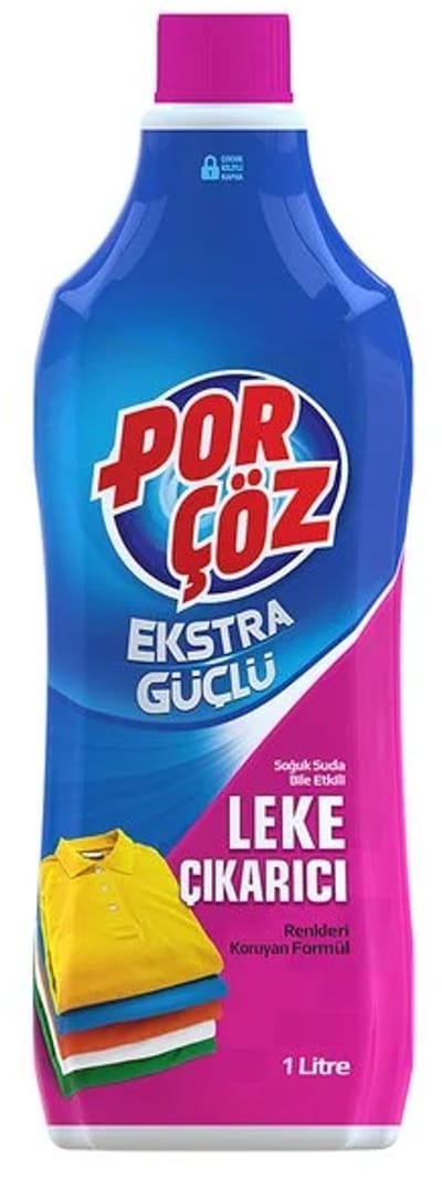 Porçöz Vlekverwijderaar 1 L – Krachtige Reiniger voor Bonte en Witte Was 2x1LT