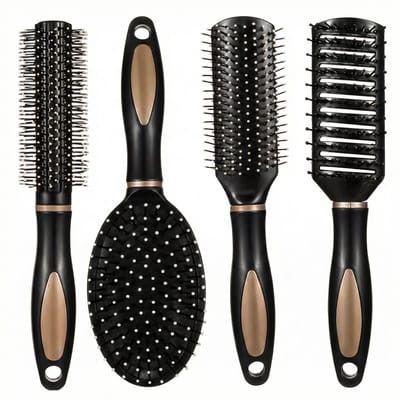 Zwart haarborstel set 4 delig voor dames en heren krullen haarborstel met air cushion ontwerp en kunststof pinnen geschikt voor dagelijks gebruik en krullend haar