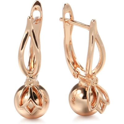 Boucles d'oreilles pendantes en métal brillant, or rose, pour femme. Boucles d'oreilles longues originales et tendance, style ethnique, parfaites pour un mariage. beige