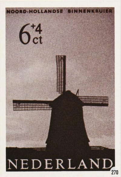 Briefkaart met afbeelding Noord-Hollandse binnenkruier postzegel