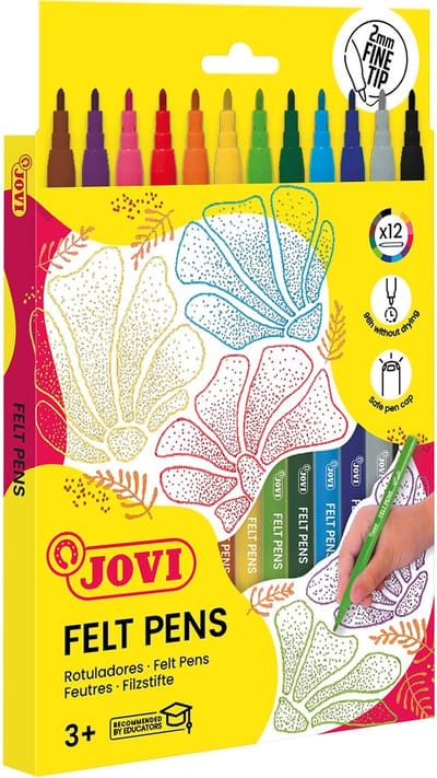 Jovi Viltstiften Set - 12 Levendige Kleuren voor Kinderen (3+)
