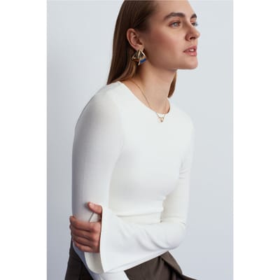 Slim Fit Lange Mouw Crew Neck Blouse