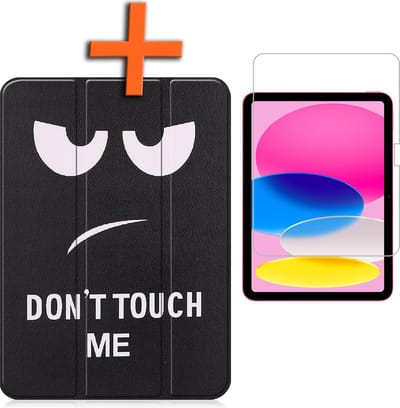 Hoesje - Geschikt voor Apple iPad 10 (2022) - 10.9 inch - 10e Generatie - Met Screenprotector - Trifold Bookcase - Hard Cover - Hardcover Book Case - Tablet Hoes - Don't Touch Me