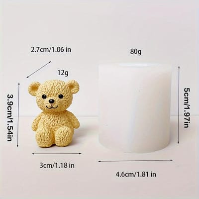 1 moule en silicone en forme d'ours en peluche pour l'artisanat DIY Parfait pour la résine, les bougies, l'argile Durable Idéal pour les créatifs amateurs, fournitures d'artisanat DIY