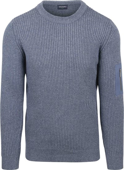 Suitable Mou Trui Melange Blauw - Maat M - Heren - Pullover - Sweater
