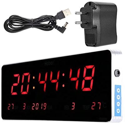 Dailygoody - Digitale LED-wandklok - Nauwkeurige tijdweergave - Modern design voor elke ruimte - 36 x 13 x 3 cm - Kalender en temperatuurfunctie