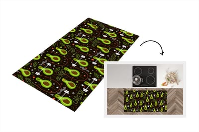 Keukenloper - Loper keuken - Avocado - Fitness - Patronen - 120x60 cm - Keukenloper vinyl