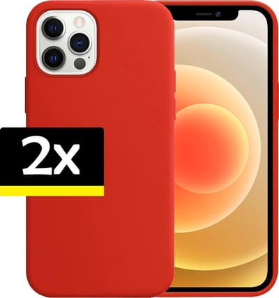 Hoesje - 2 Stuks - Geschikt voor Apple iPhone 12 Pro - Sterk & Shockproof - Case Siliconen - Back Cover - Telefoon Hoes - Telefoonhoesjes - Rood