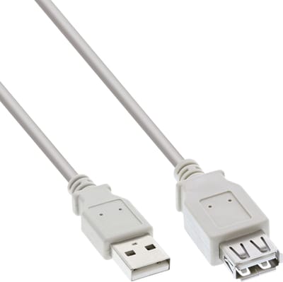 USB naar USB verlengkabel - USB2.0 - tot 1A / beige - 5 meter