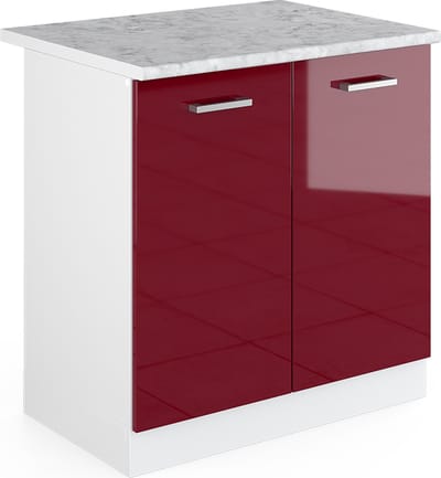 Vicco R-Line Onderkast voor gootsteen – 80 cm met deuren, met werkblad Bordeauxrode hoogglans