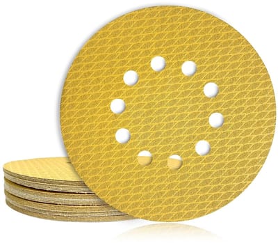 Hoge kwaliteit schuurpapier schijfjes 225 mm, 50 stuks, korrel 320, geschikt voor excentrische schuurmachine, aluminiumoxide, 10 gaten