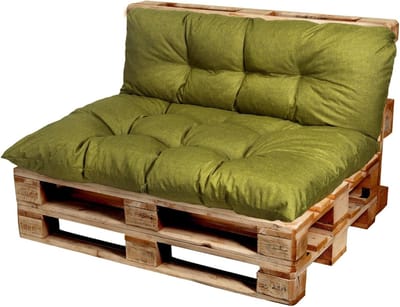 Pallet Kussens Set - Zitkussen Rugkussen - Buiten Zitten - Waterproof Polyester - 120x80+120x60 cm - Limoen