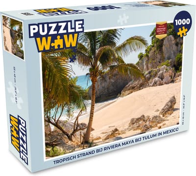 Puzzel Tropisch strand bij Riviera Maya bij Tulum in Mexico - Legpuzzel - Puzzel 1000 stukjes volwassenen