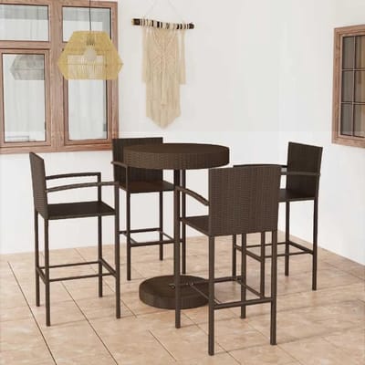 Barset Tuin - Balkonmeubels Terras - Buiten Ontspannen - 5-delig Polyrotan - 755 x 106 cm - Bruin
