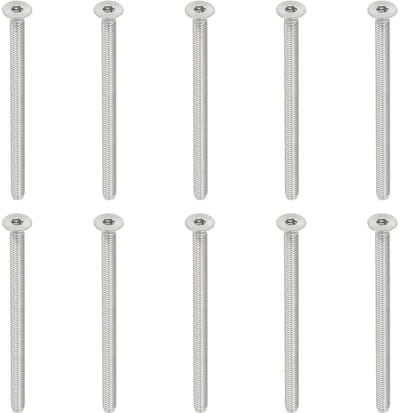 M4 x 60mm Platte Verzonken Schroeven, 10 Stuks, RVS 304, Geschikt voor Hexagon Moeren en Machines