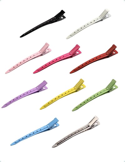 Set van 10 Gekleurde Metalen Haarspelden van 9 cm, Antislip Duckbill Clips voor Lang Haar en DIY Hairstyling voor Vrouwen en Meisjes