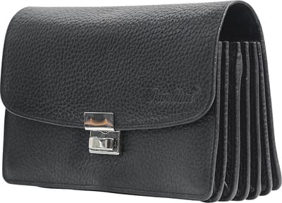 Pavelinni | Classic Line | Zwarte Kelnerportemonnee | Driepuntsluiting | Kalfsleder | 17x13x3,5 cm (DC01966ABL)