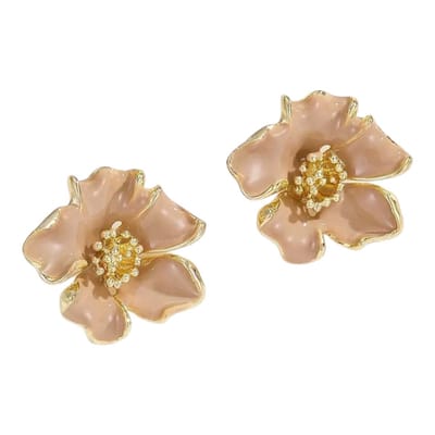 Flower Bloem Oorbellen - Beige | 2,7 x 2,5 cm | Bijoux/Legering | Fashion Favorite