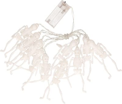 Funny Fashion Halloween LED lichtsnoer met 10x skeletten - 165 cm - op batterijen