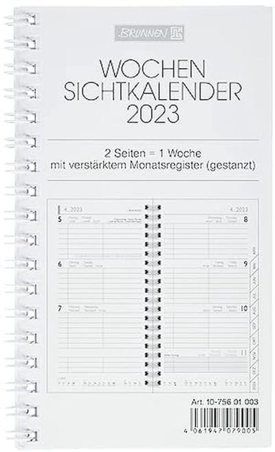 Vervangingskalender 2023 - Wekelijkse planner voor zakelijke en privé afspraken, formaat 8,7 x 15,3 cm