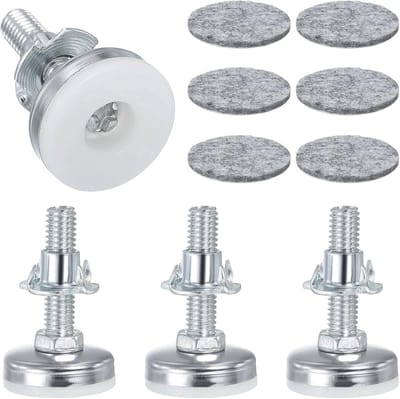 In hoogte verstelbare stelpoten, 4 stuks, zilver en wit, meubelpoten met nivelleringsvoeten en viltglijders voor thuis, kantoor en restaurant, M8 × 38 mm