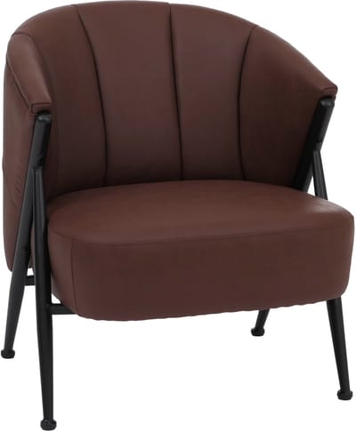 Fauteuil MCW-P30, gestoffeerde fauteuil/cocktailfauteuil/clubfauteuil Lounge Chair Vintage Retro Industrial Metaal Kunstleer ~ roestrood