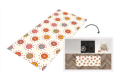 Keukenloper - Loper keuken - Patronen - Zon - Stippen - 120x50 cm - Keukenloper vinyl